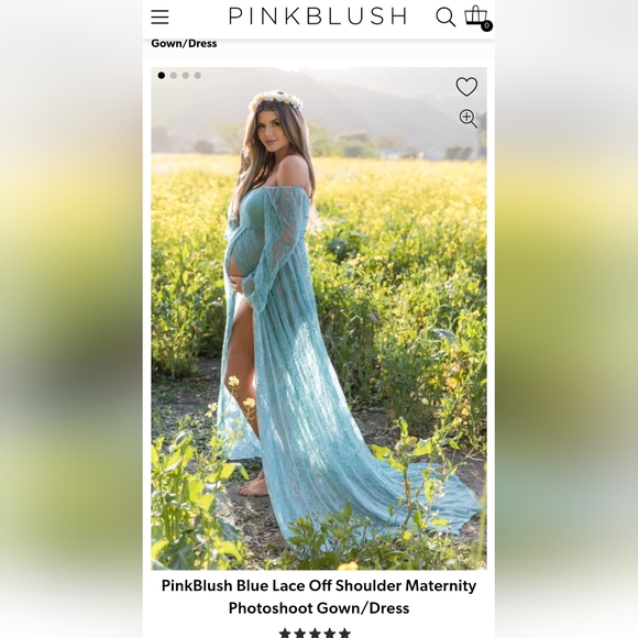 Pinkblush Blue Lace Blue Lace Maternity Photoshoot Gown/Dress - Picture 3 of 3